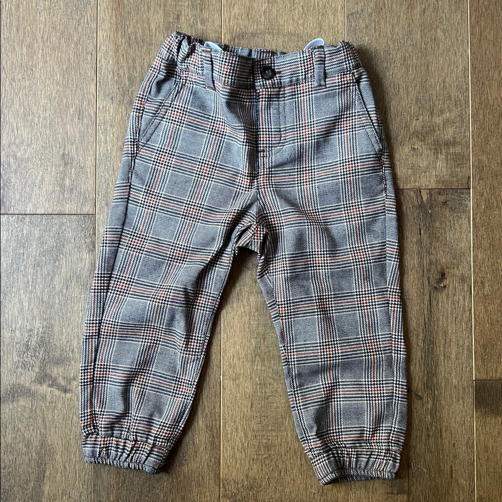 EUC Janie and Jack brown Plaid Pants size 18-24 mo